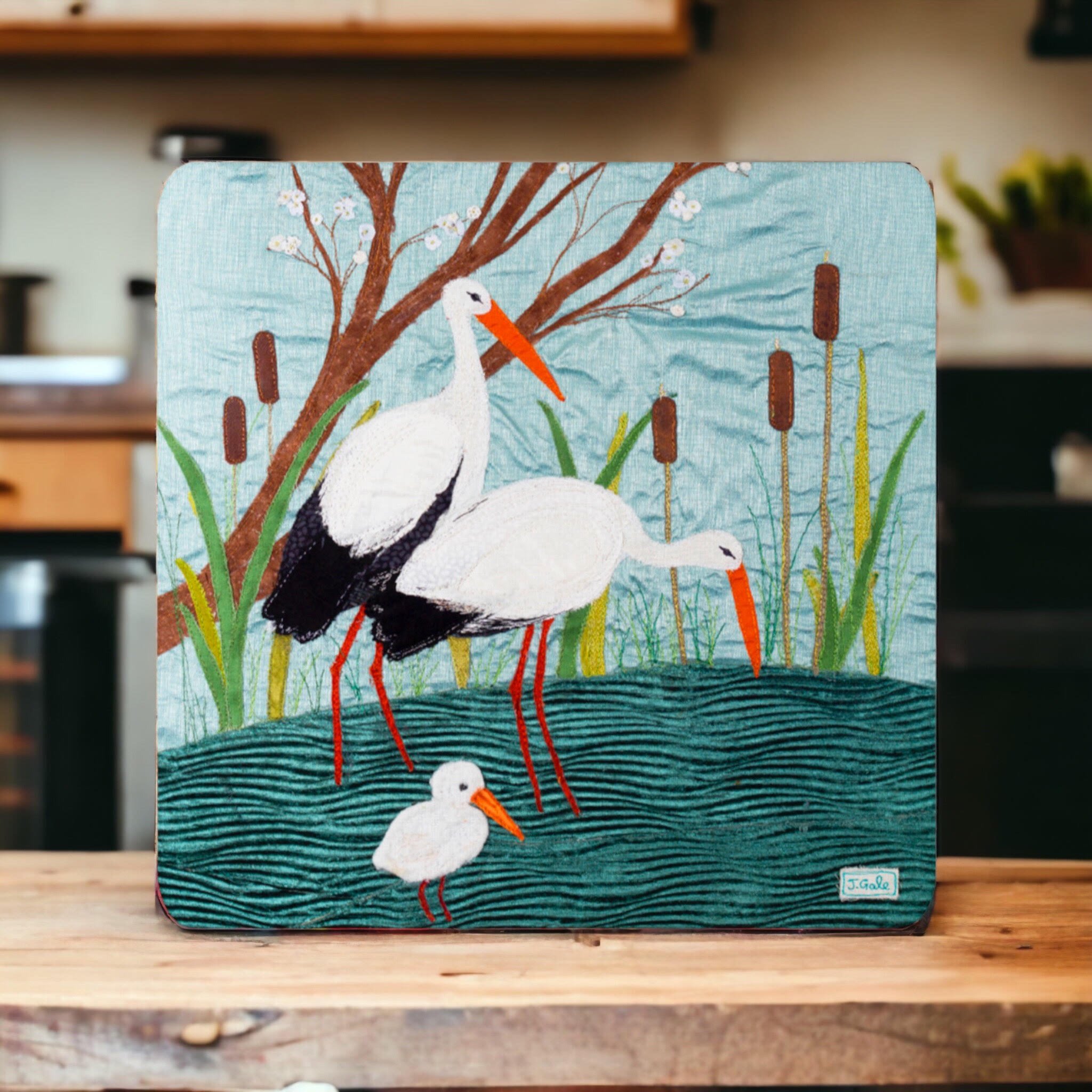 Storks Place Mat By Jackie Gale Textile Art Devon
