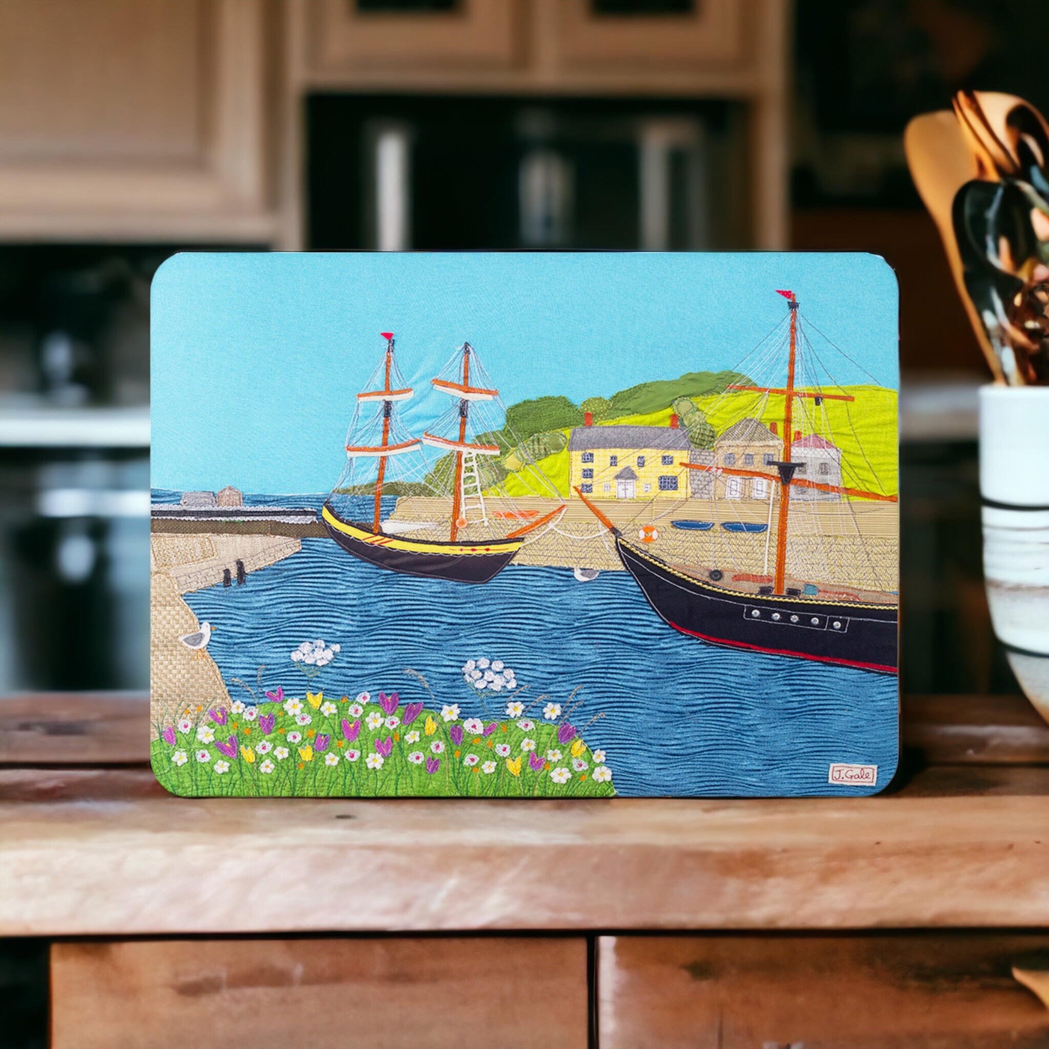 Charlestown Art Place Mat - Jackie Gale Textile Art Devon Cornwall Plymouth