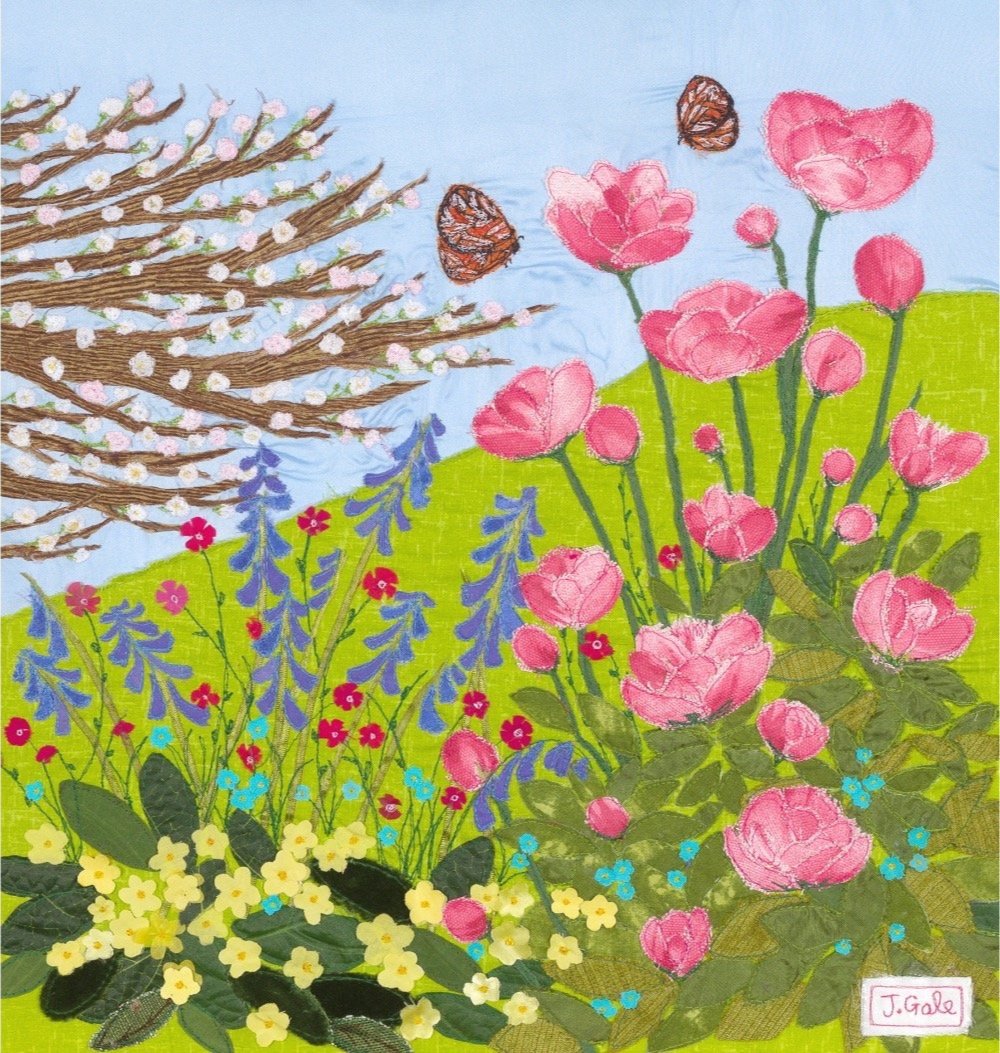 May Flowers Textile Art Painting - Jackie Gale