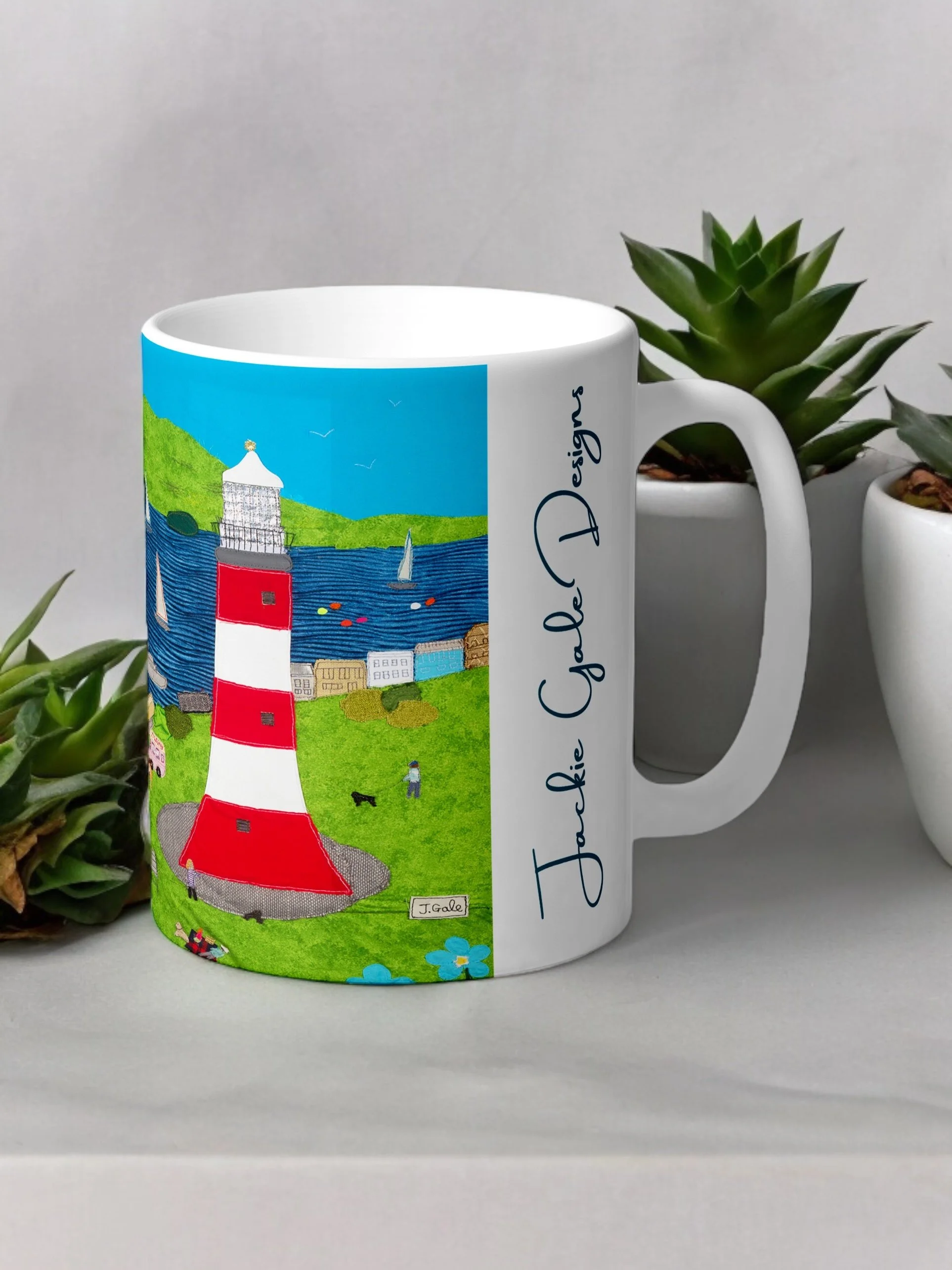 Plymouth Hoe Mug - Jackie Gale Textile Art