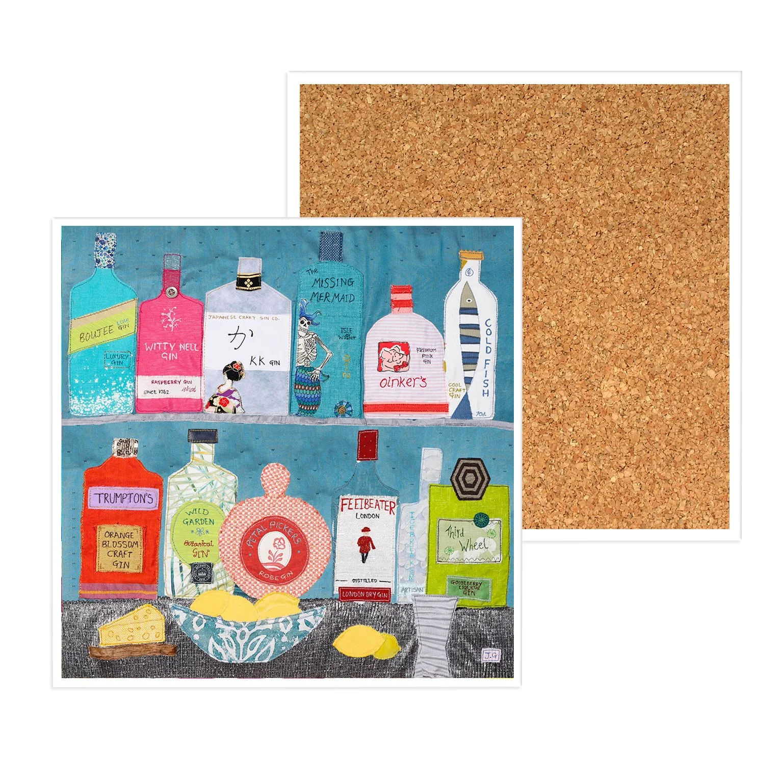 Gin Bottles Drinks Coaster Gift By Jackie Gale