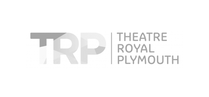 Logo for Theatre Royal Plymouth with stylized pink, purple, white, and yellow initials 'TRP' and text to the right reading 'THEATRE ROYAL PLYMOUTH'.