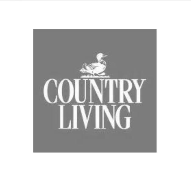 A logo with a duck illustration above the words 'Country Living' on a green background.