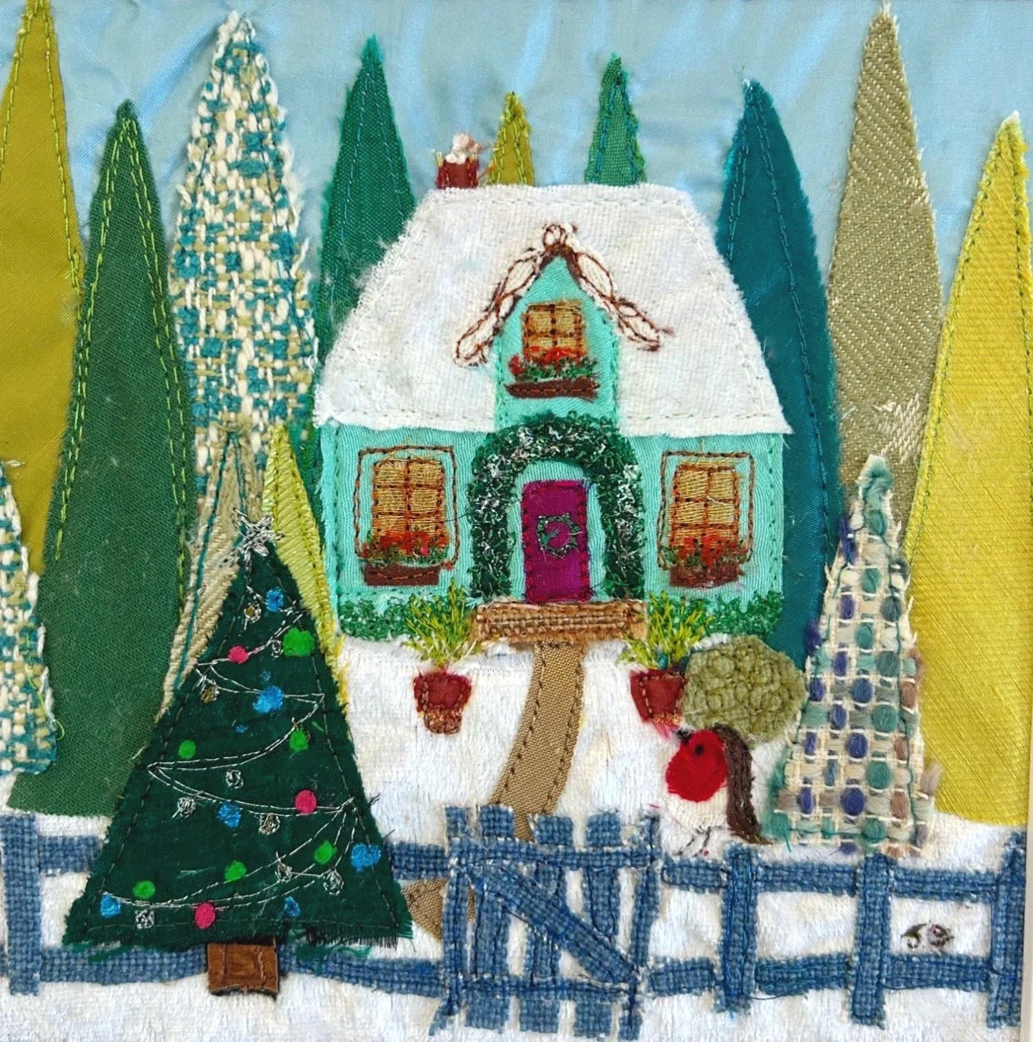Christmas Cottage by Jackie Gale Textile Artist