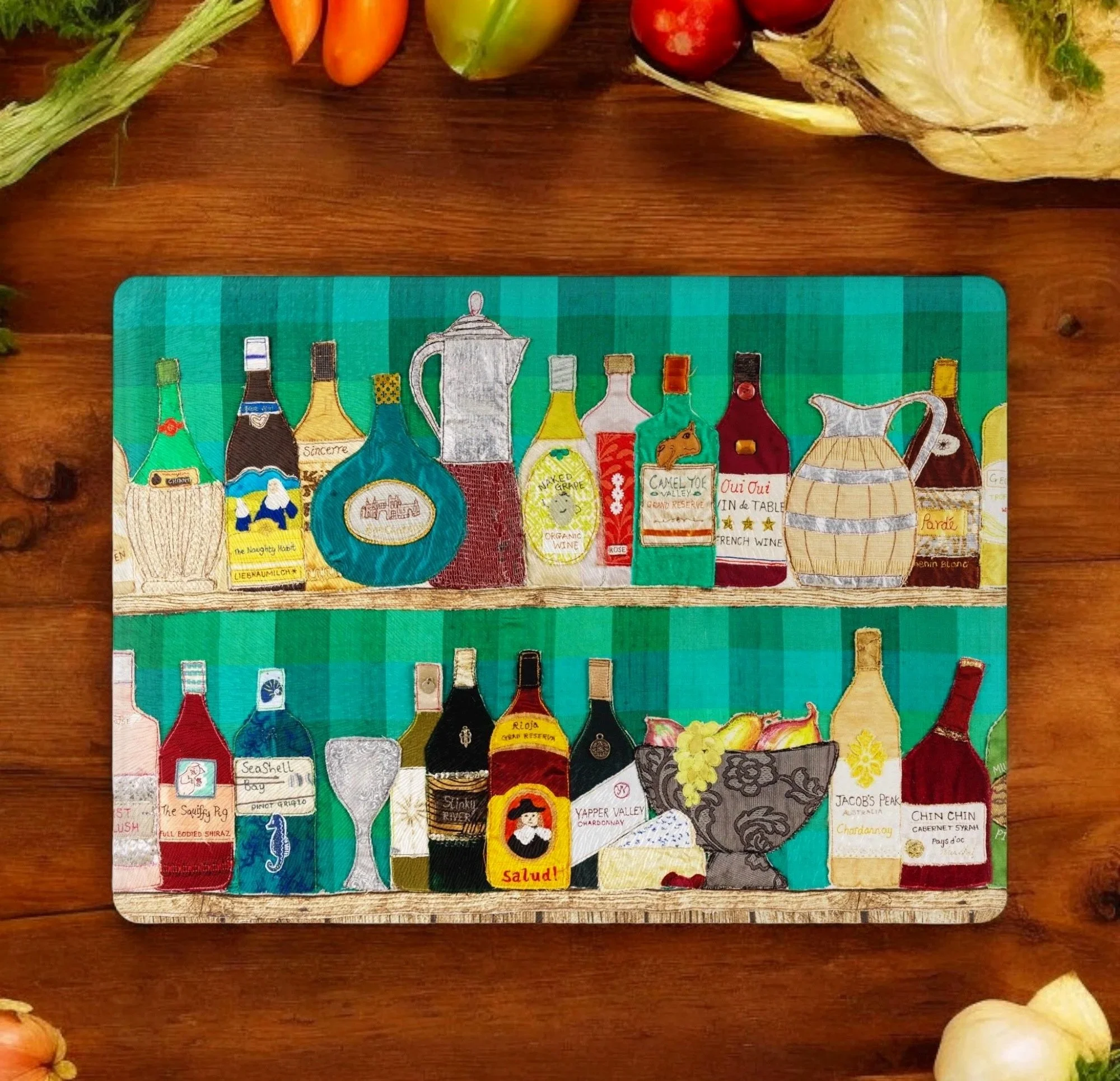 Wine Bottles Chopping Board By Jackie Gale