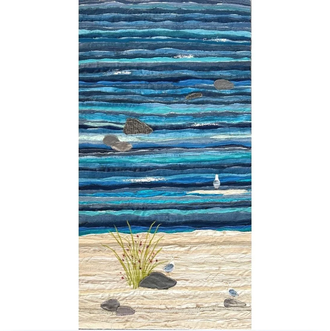 Textile Art Seascape Beach Painting - Jackie Gale Textile Art