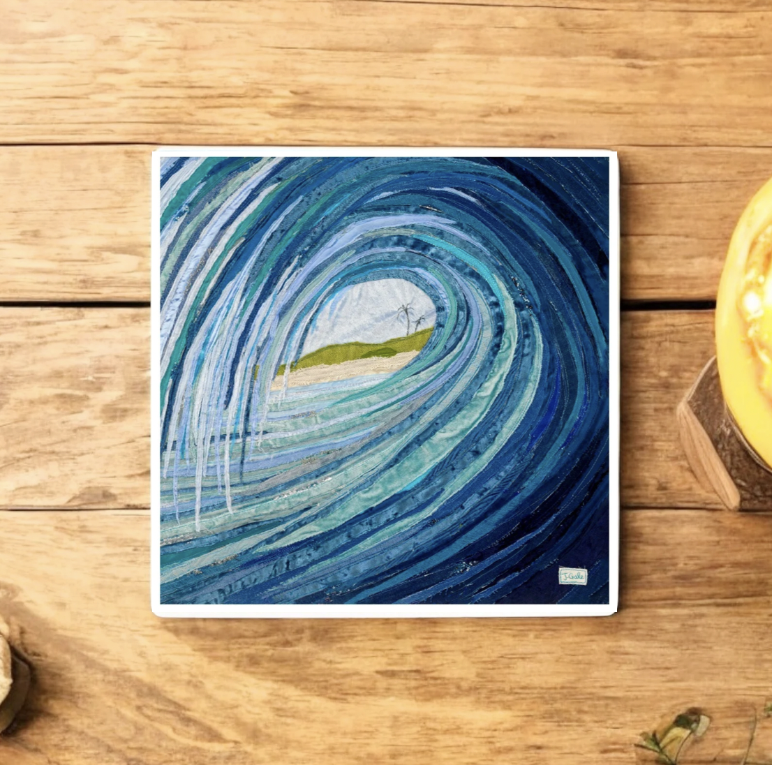 Ocean Wave Ceramic Coaster