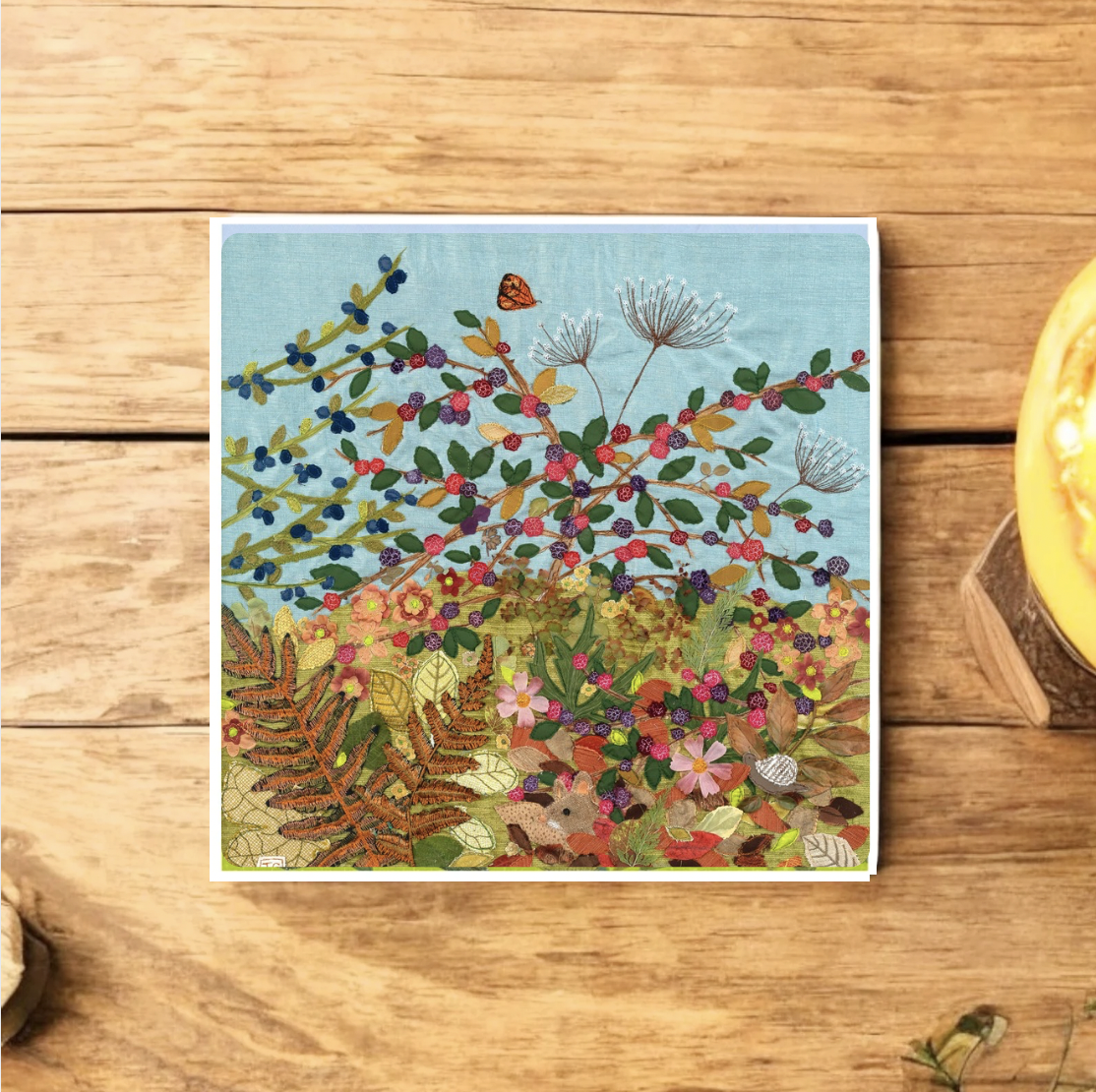 Autumn Hedgerow Ceramic Coaster
