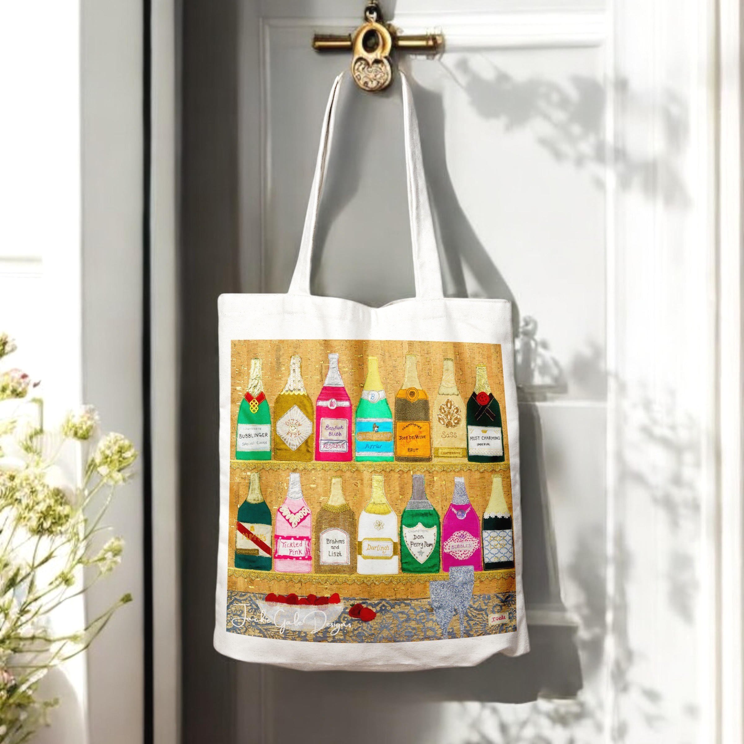 Champagne Bottle Art Tote Bag Jackie Gale Artist