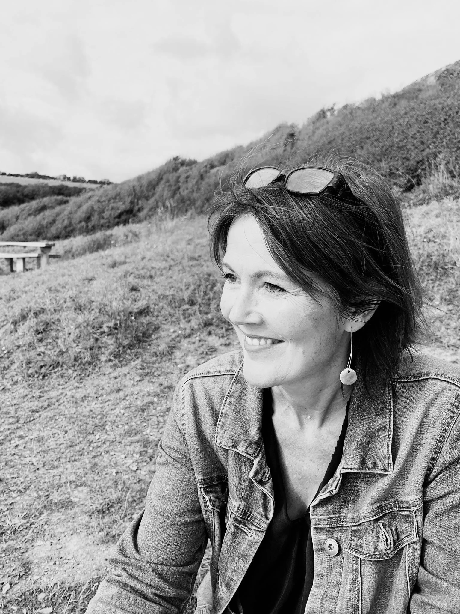 Jackie Gale Textile Artist on beach