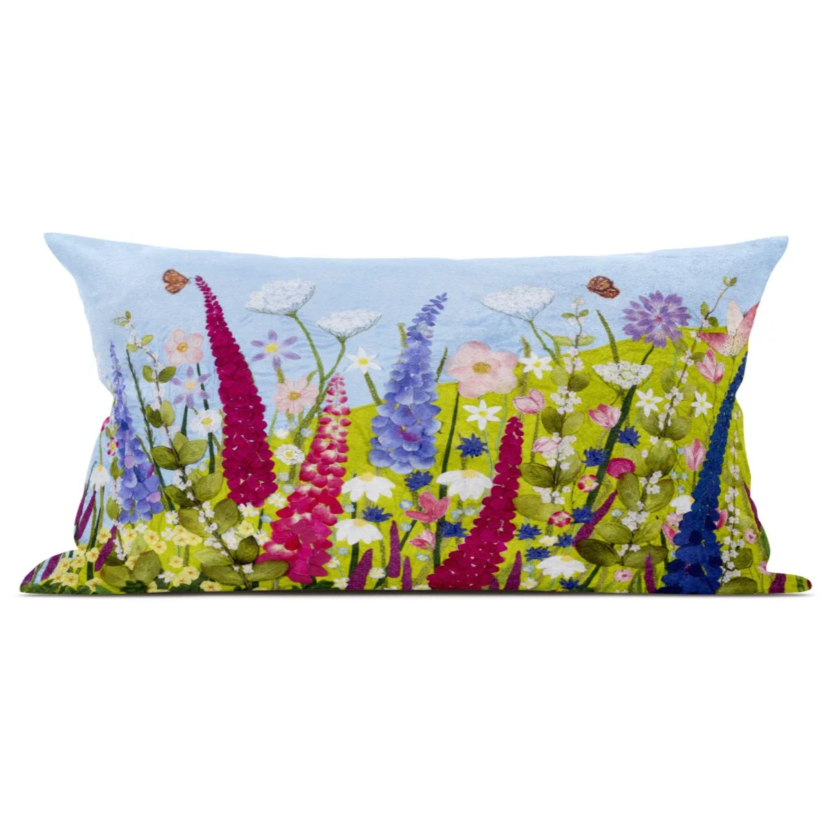 Wild Summer Luxury Oblong Cushion by Jackie Gale. Summer Flowers