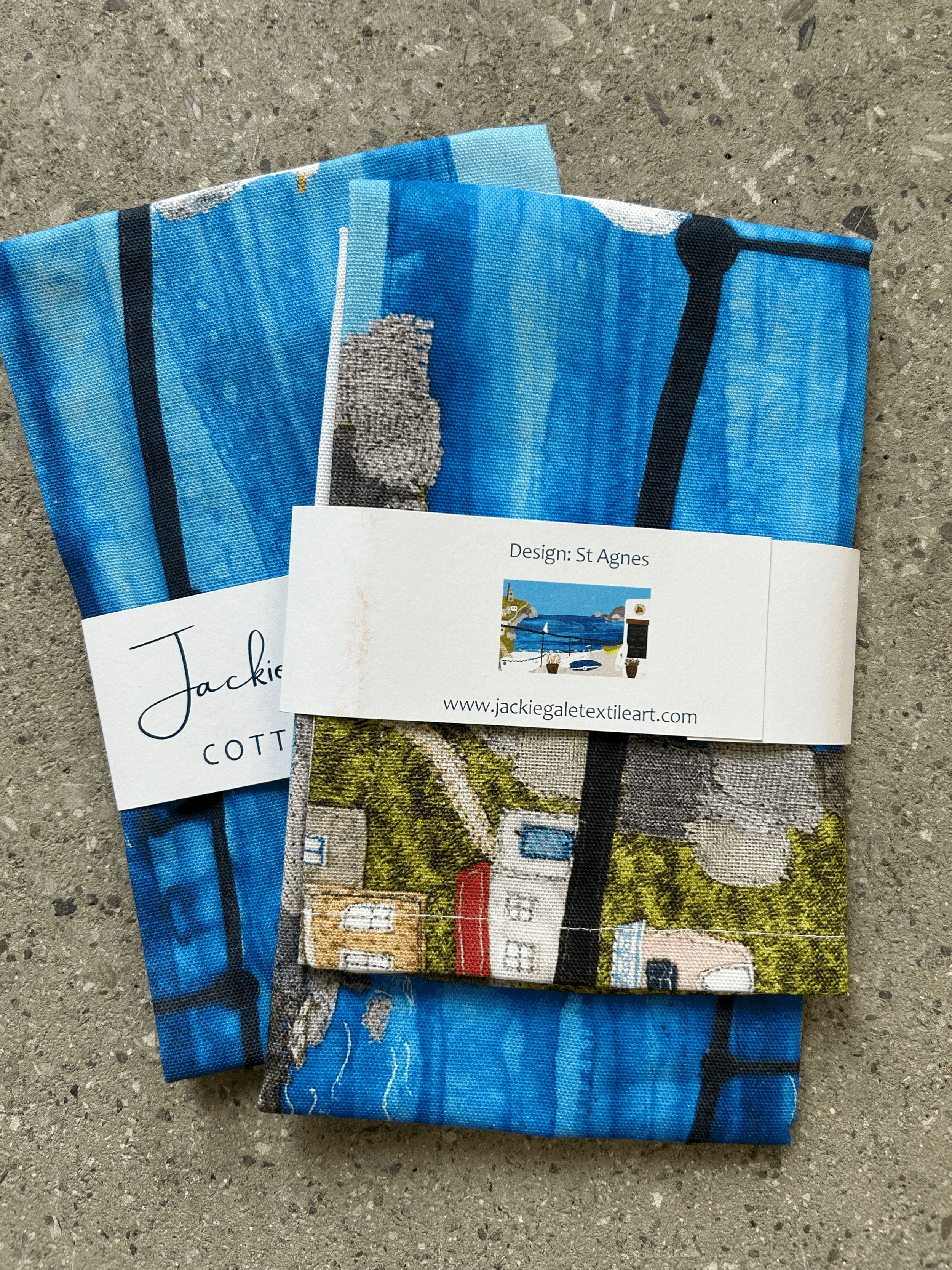 St Agnes Cornwall Tea Towel Jackie Gale Art