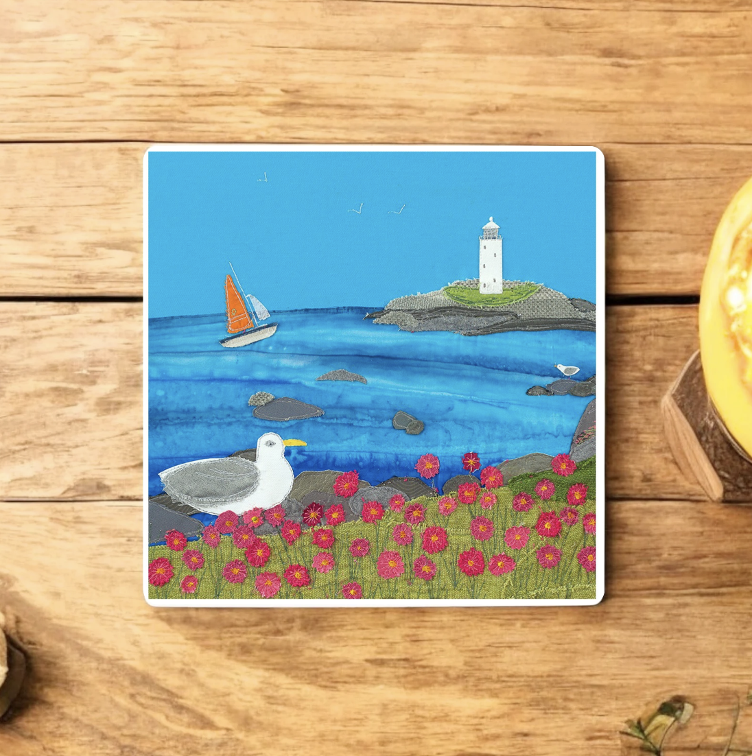 Godrevy Lighthouse Ceramic Coaster