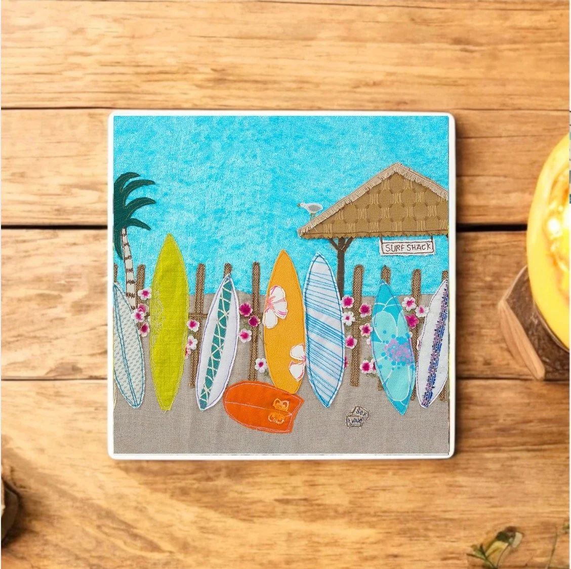 Surfboard Shack Ceramic Coaster