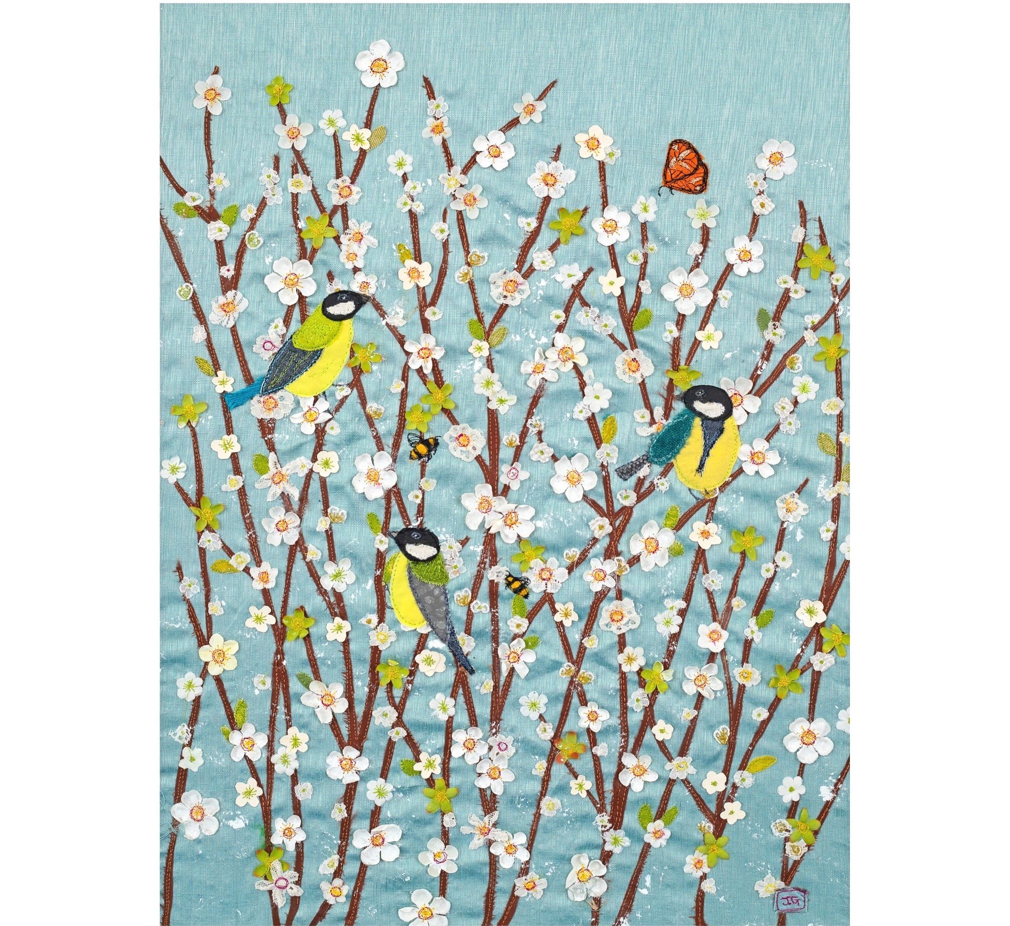 Great tits artwork - Great tits painting bird wall art