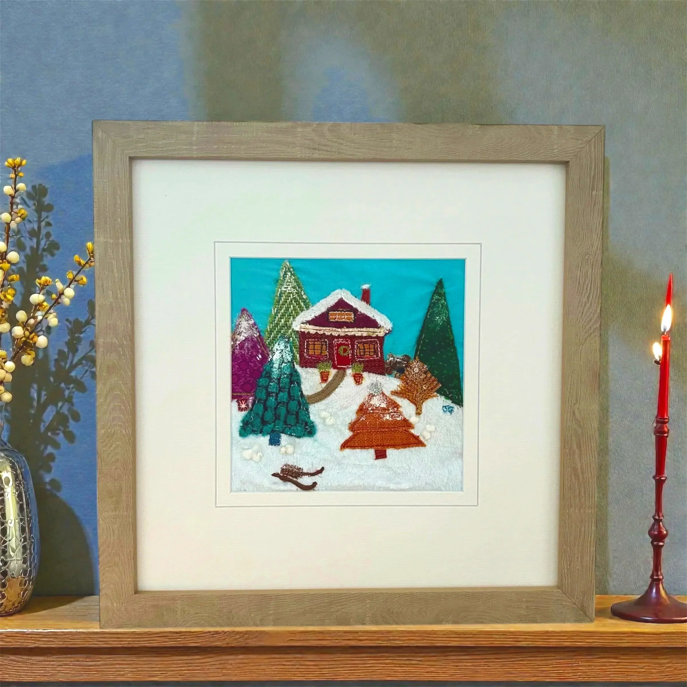 Pinewood Lodge Artwork Picture - Jackie Gale Textile Artist