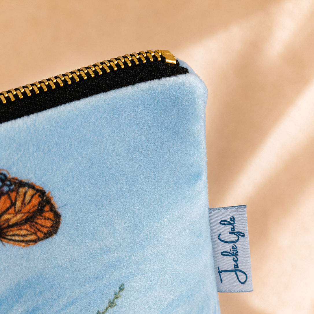 Floral Velvet Washbag Cosmetics Bag by Textile Artist Jackie Gale