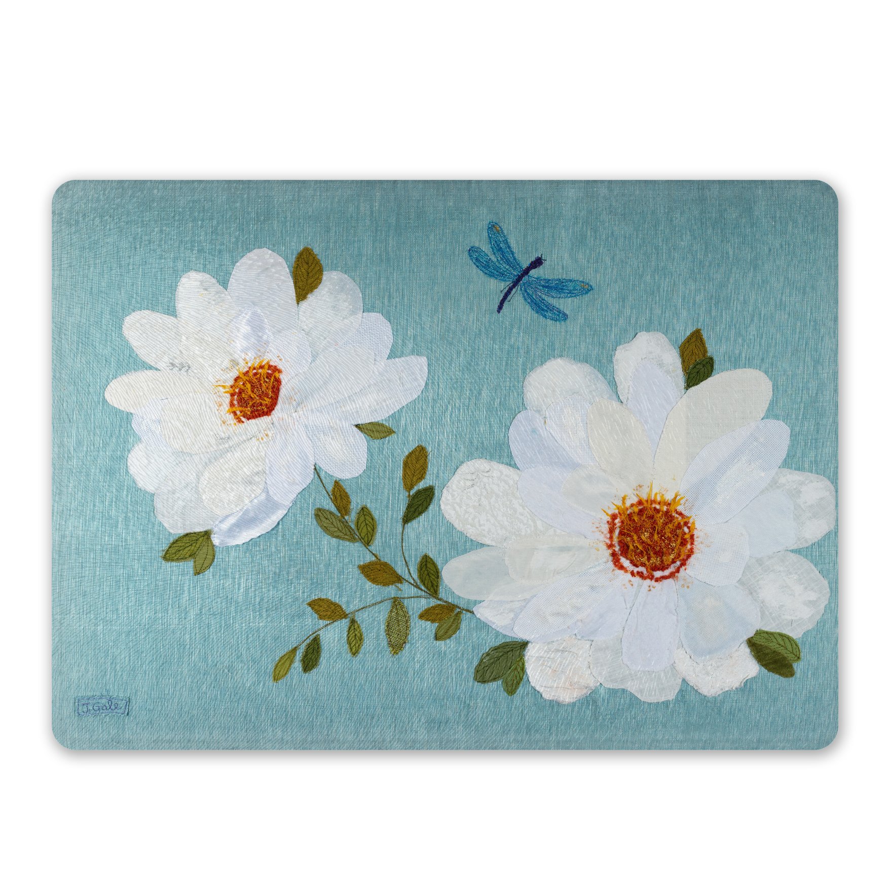 Camellia Flower Chopping Board Worktop Saver Jackie Gale Textile Art