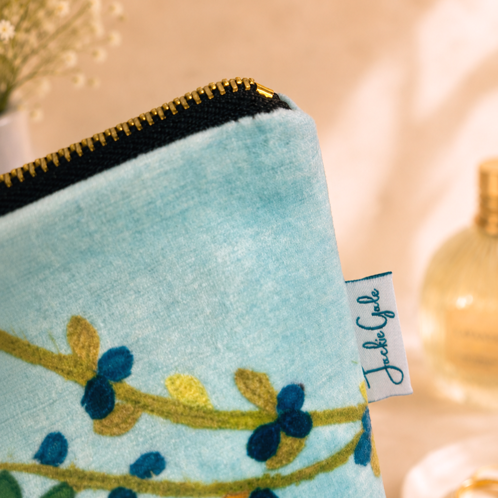 Brambly Velvet Washbag cosmetic bag by Jackie Gale