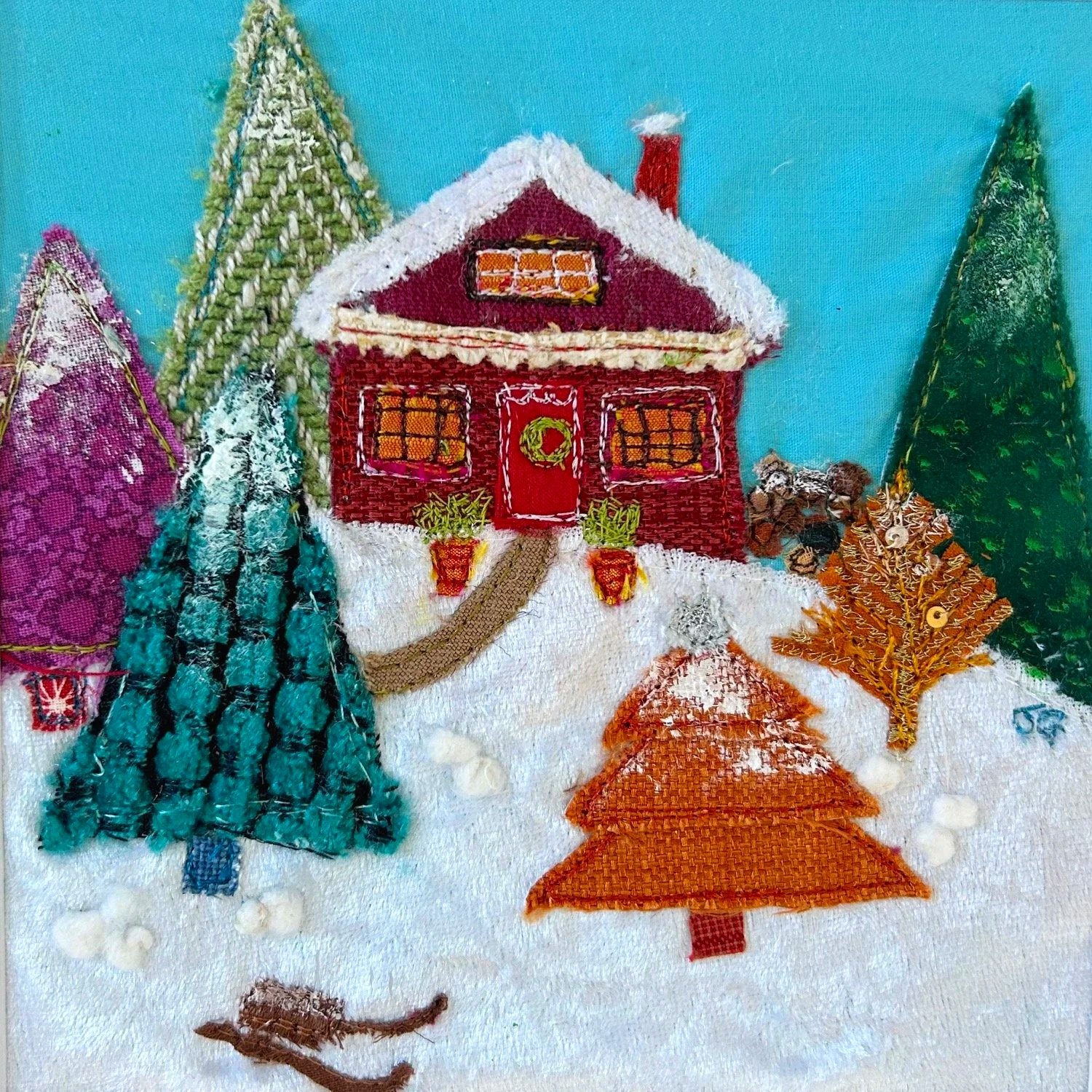 Snowy Winter Lodge Artwork - Jackie Gale