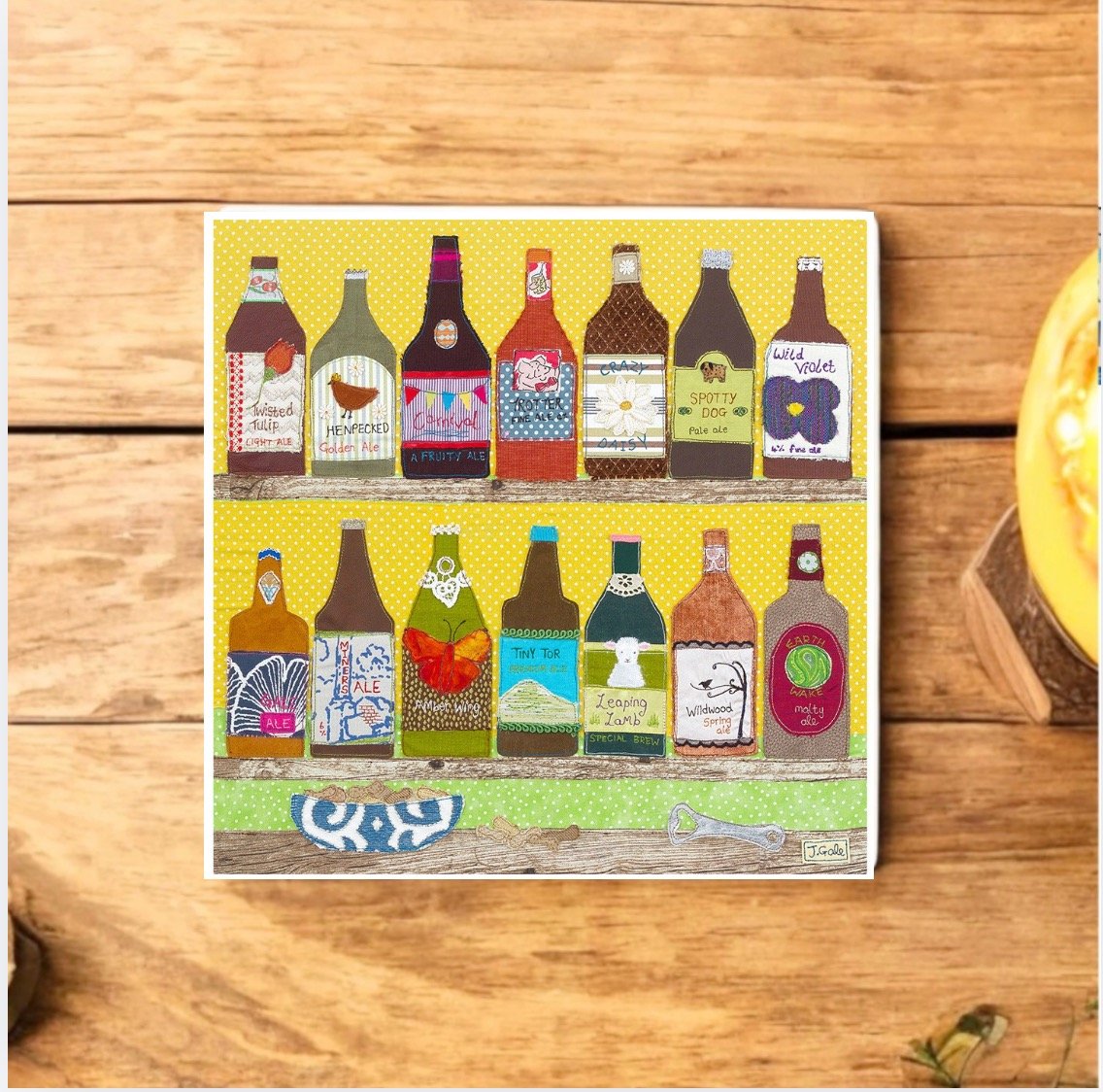 Beer bottle Coaster by Jackie Gale Textile Artist