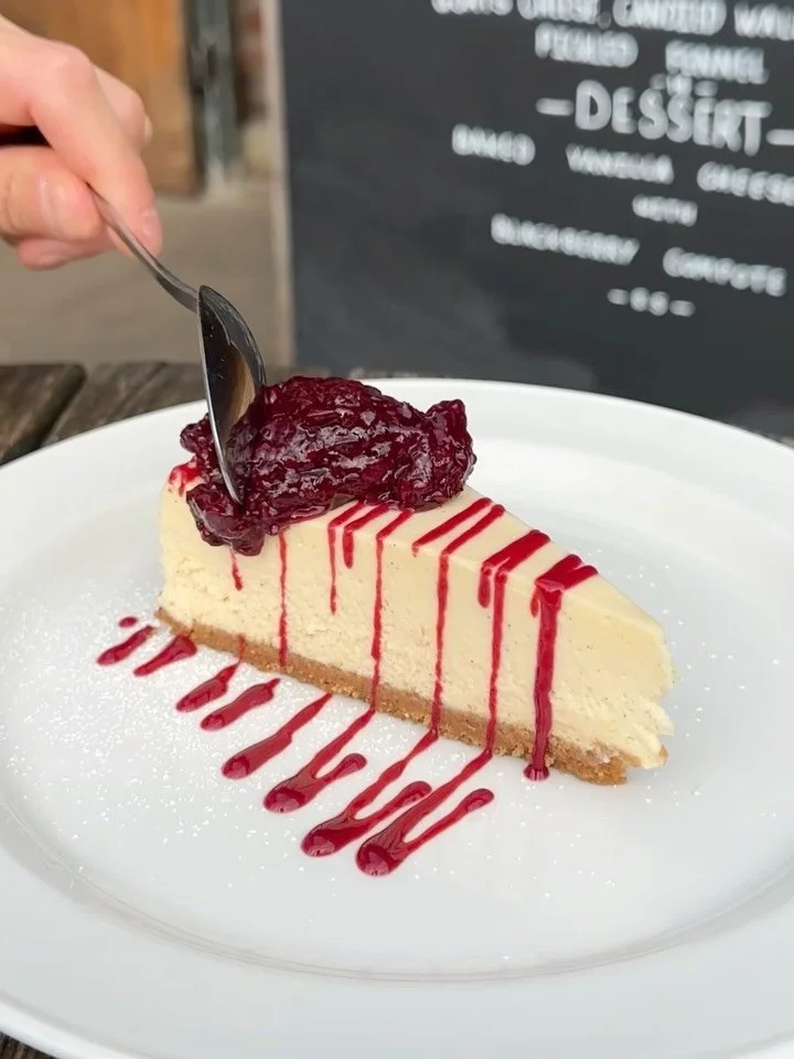 Angi&rsquo;s baked vanilla cheesecake. Two weeks left on the special&rsquo;s board!