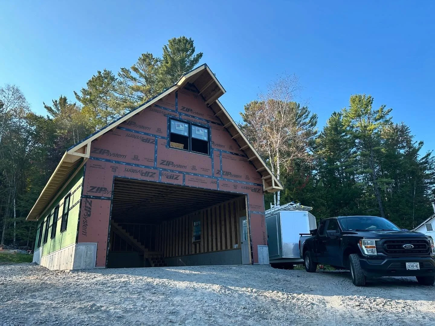 A highlight project from the summer framing up this 24x36ft garage. 

Although a garage, we took all measures to make this air tight. We used @siga_north_america Fentrim tape to seal our sheathing to foundation connection along with @sashcoinc Lexel 