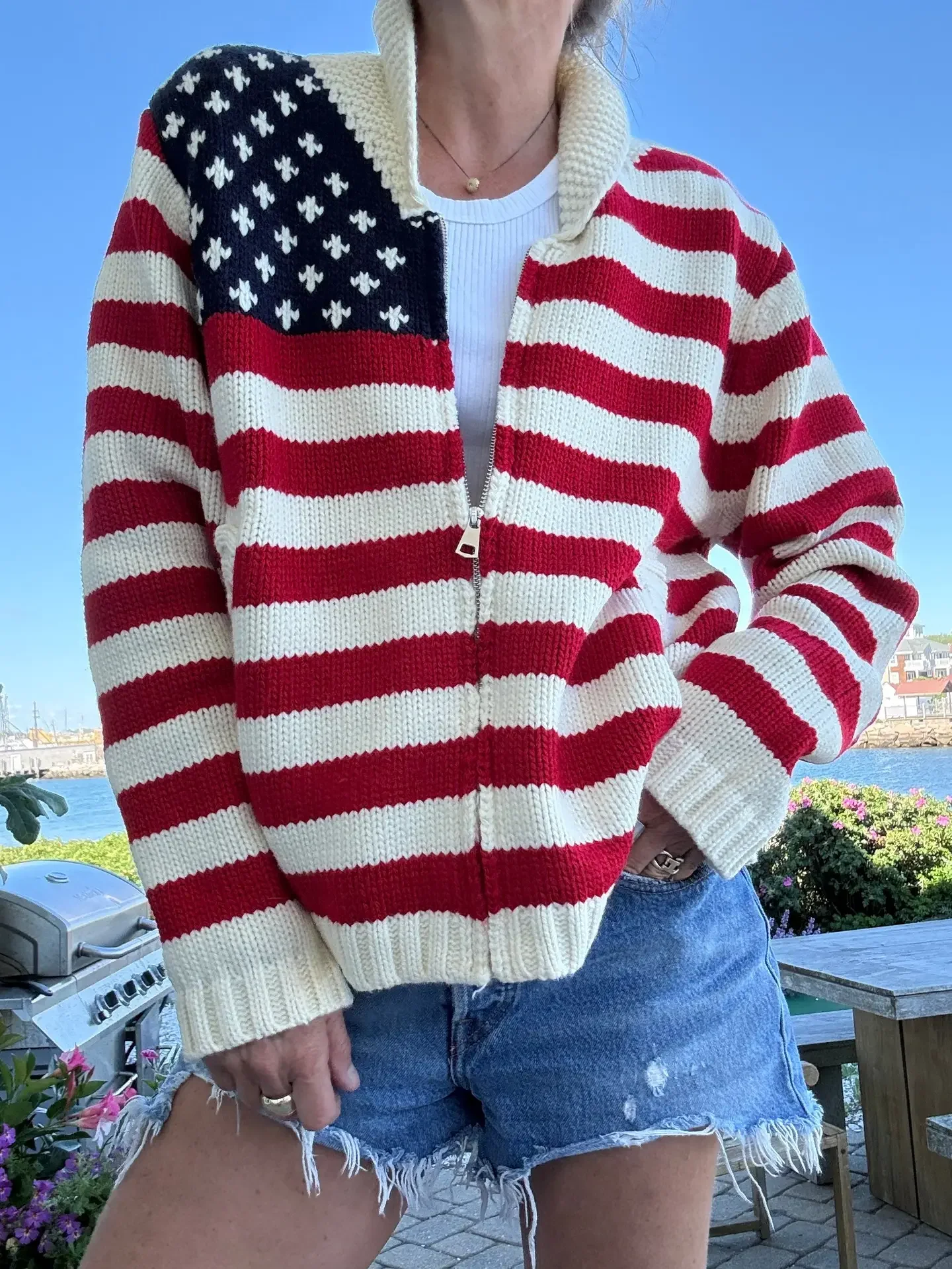 American Flag Varsity Cardigan Zip-up