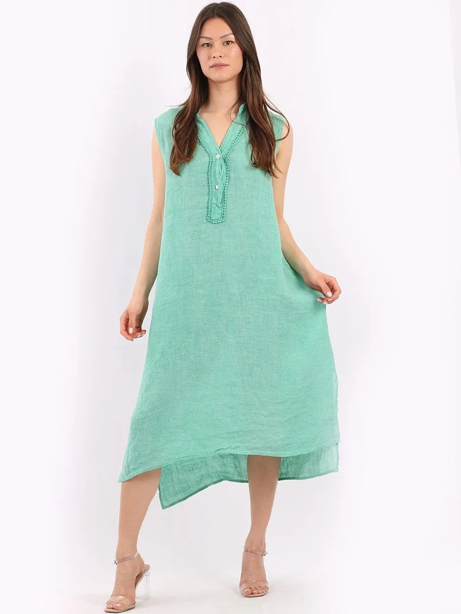knee length dresses for ladies Sleeveless Linen Shift Dress