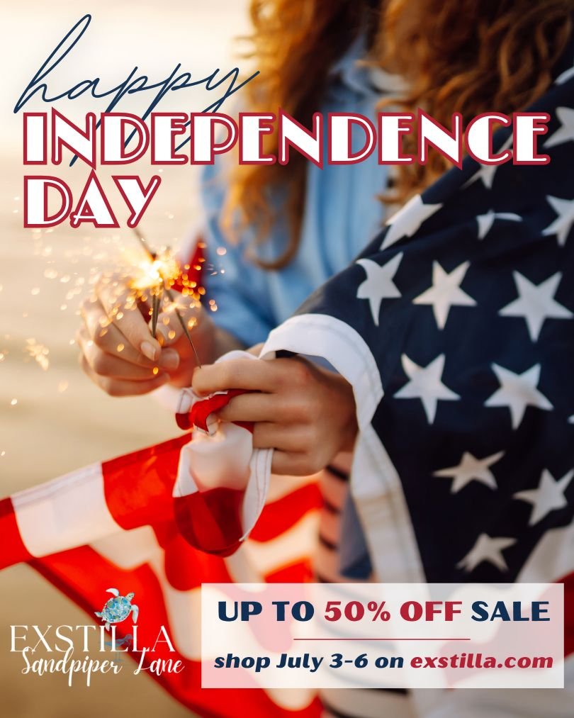 🎆 Happy 4th! 🇺🇸 Let's enjoy some independence savings this weekend.

50% OFF Dresses/Pants: JULY50 
20% OFF Skincare: JULY20 
Limited time select SALE items

🛍️ SHOP SALE NOW: exstilla.com/sandpiper-lane/sale
valid July 3-6