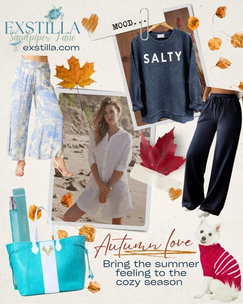 🍁 Happy October! 🍂  Bring the summer beachy layers to the cozy season. 
Shop NEW items! Check them out now exstilla.com/sandpiper-lane