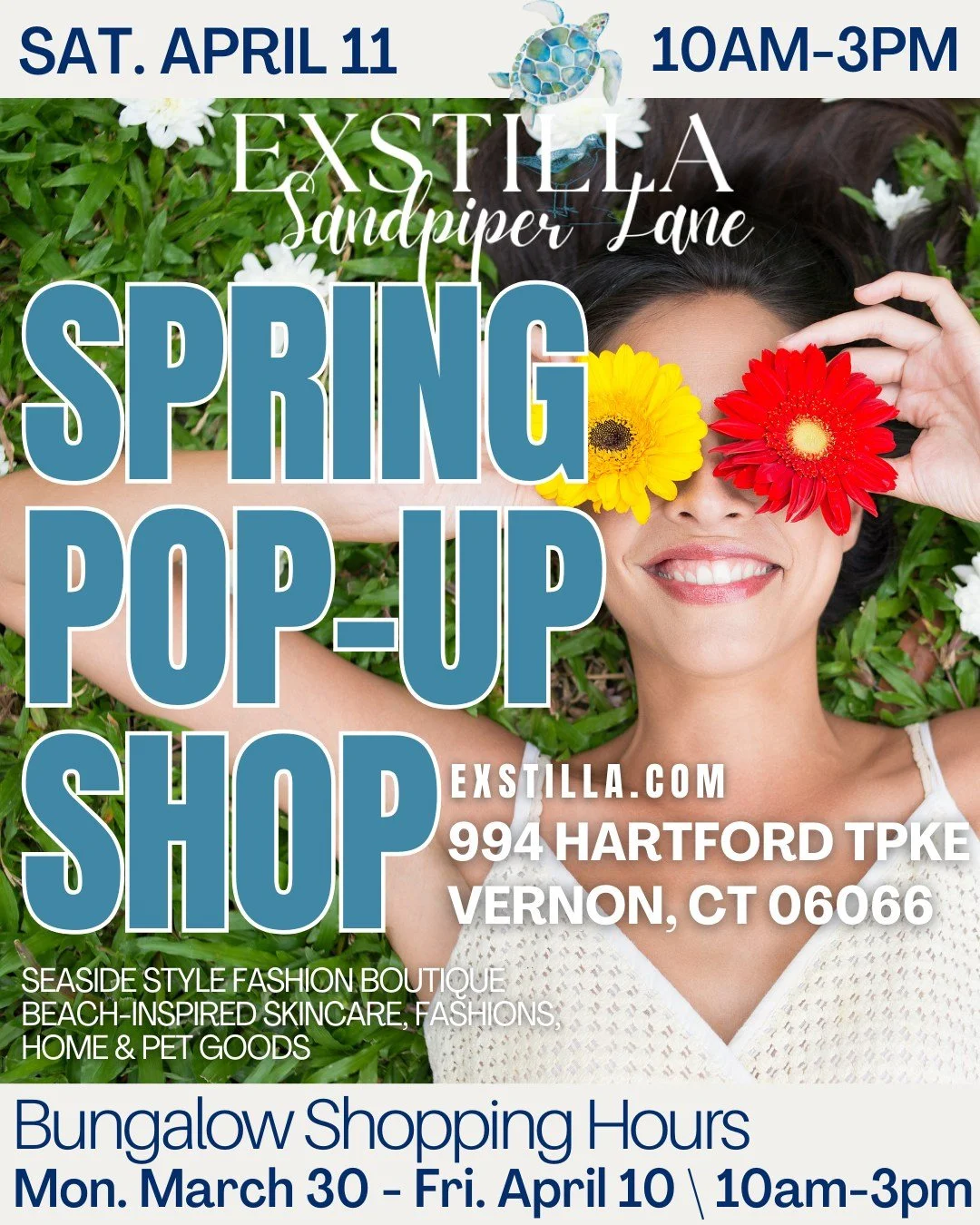 We&rsquo;re ready for spring to pop-up 💐

🛍️ Shop with us in-person

Save the Date for our Spring Pop-Up Shop!
Sat., April 11 \  10am-3pm 
994 Hartford Tpke, Vernon, CT

Bungalow Shopping Hours: 
Mon., March 30 - Fri., April 10 
Open 10am-3pm Daily