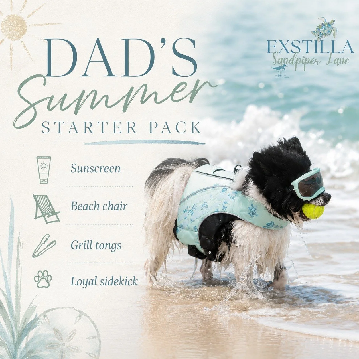 🐾 Dad's Summer Starter Pack:

☀️ Sunscreen
🌊 Beach chair
🍔 Grill tongs
🐶 One very spoiled sidekick

The dog has already approved the summer plans.

Happy Father's Day to all the dads and dog dads out there! 💙☀️