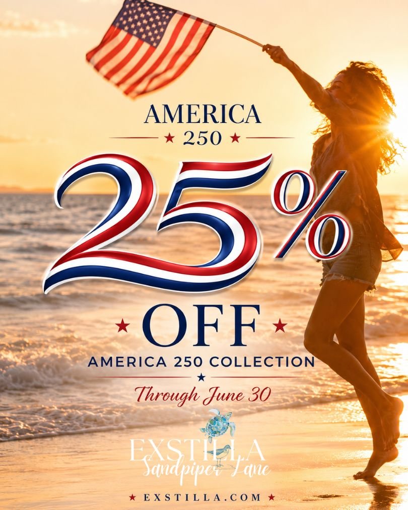 🇺🇸 Just under TWO weeks until July ❤️🤍💙

Our America 250 collection is 25% OFF through June 30.

Some favorites have already sold out, and several styles are getting low.

Shop now: Exstilla.com/sandpiper-lane/sale