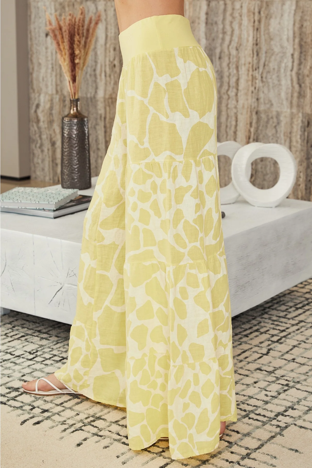 side Linen Pebble Print Tiered Palazzo Pants(2-36-PEBBLE-YELLOW).webp