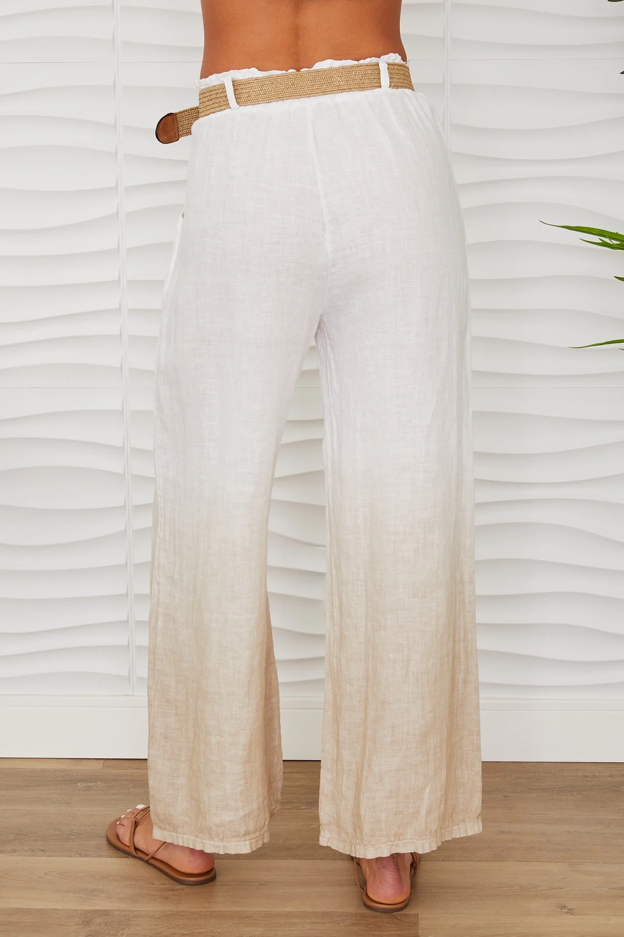 back Ombre Dip-dye Linen Wide-Leg Pants .webp