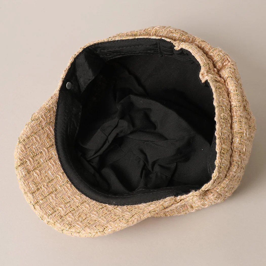 Tweed Newsboy Cap beige inside.jpg