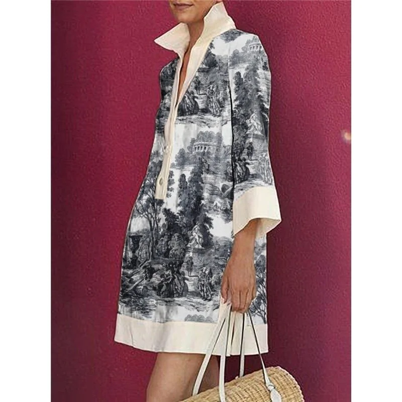 Toile Caftan Mini Dress