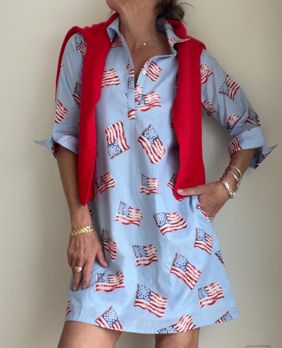 Stars & Stripes Shirt Dress (2 Colors)