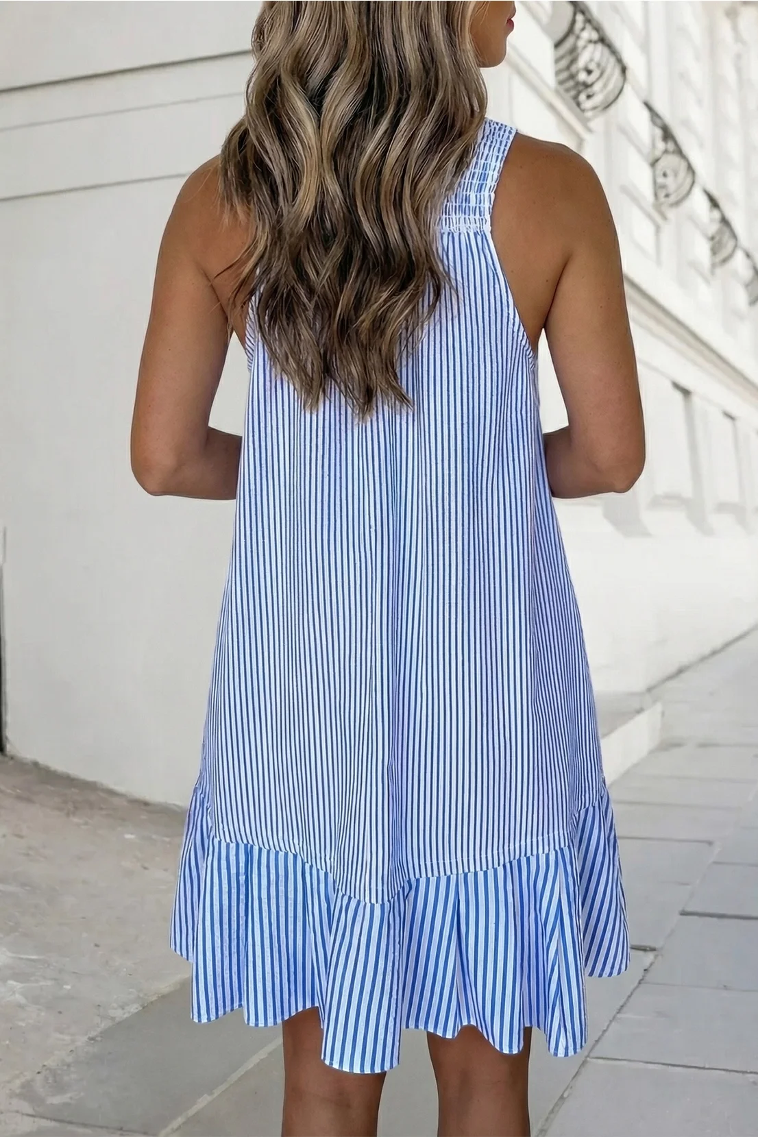Striped Ruffle Hem Mini Dress back.webp