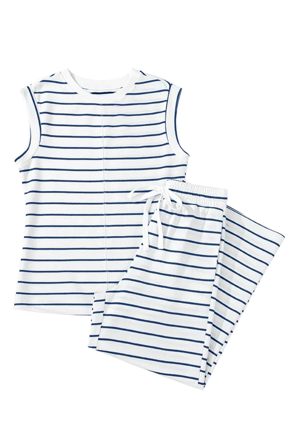 folded White & Navy Striped Set.webp