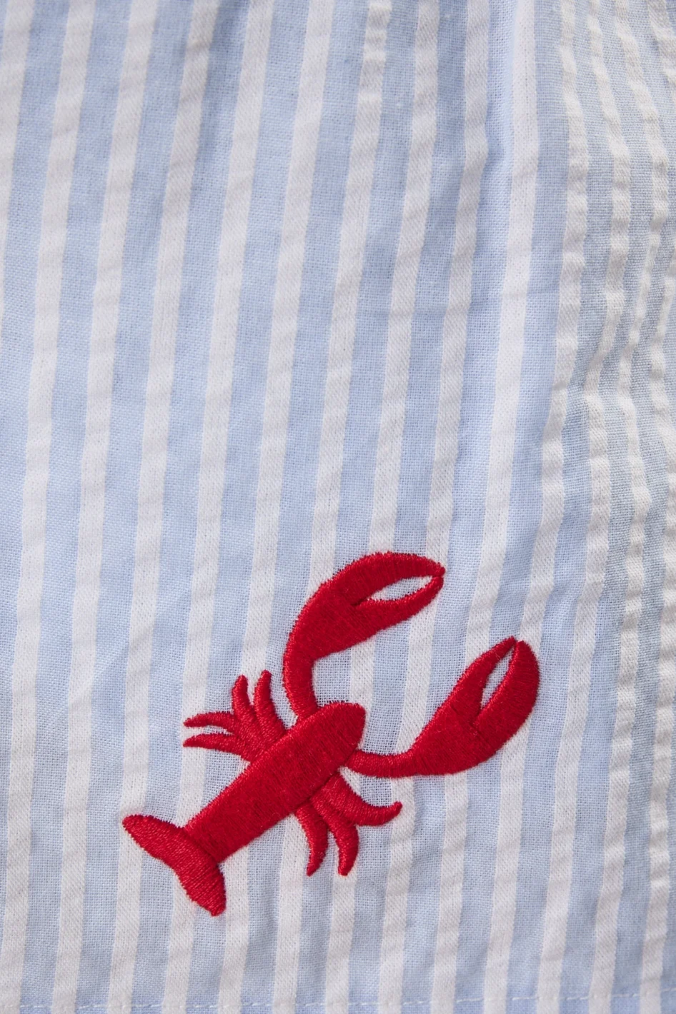 close up Stripe Shirt with Lobster Embroidery.webp