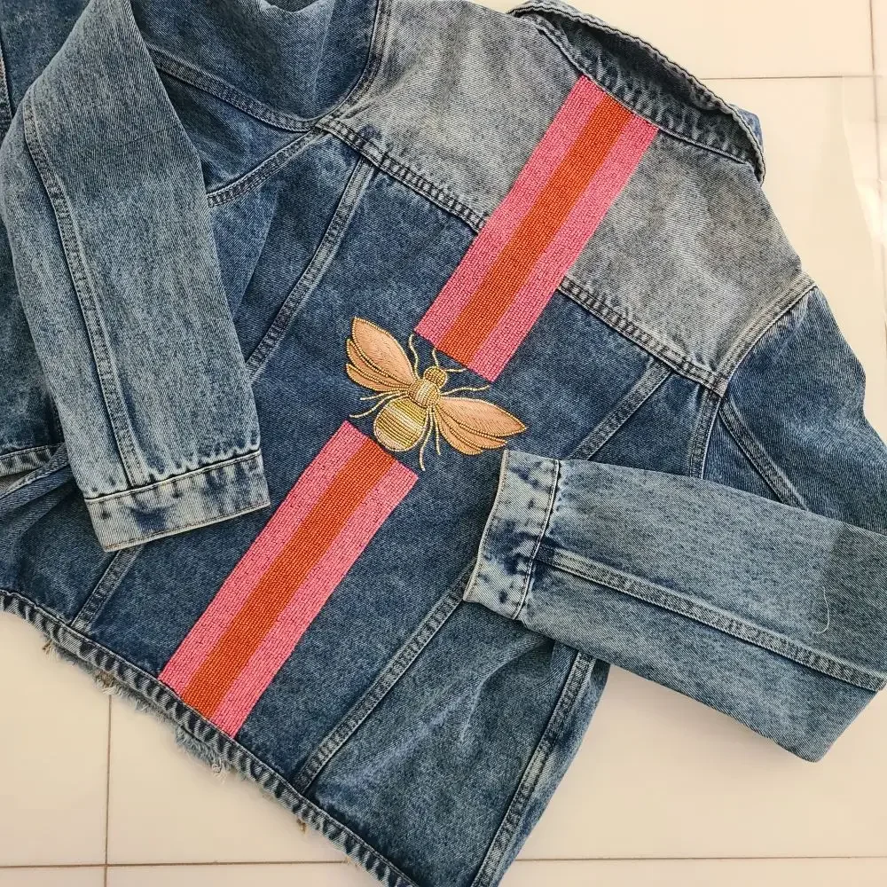 Beaded Denim Jacket (Anchor / Bee)