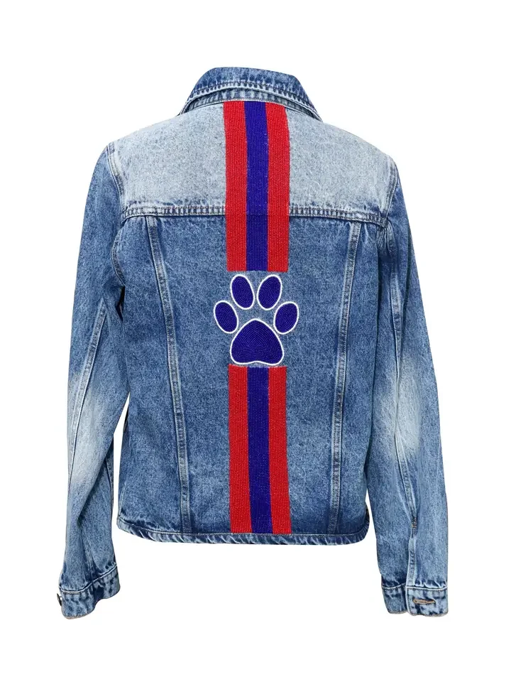 Beaded PawPrint Cropped Denim Jacket.webp
