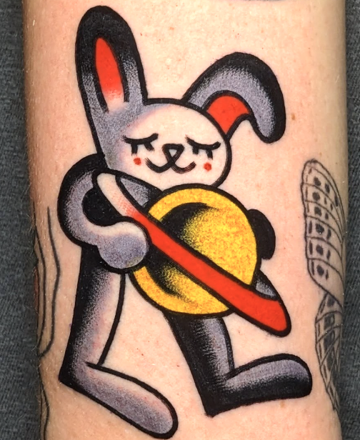 Amado Bird, graphic tattoo artist, bold colorful, traditional tattoos at Lombard Street Tattoo in St. Johns, Portland, Oregon.