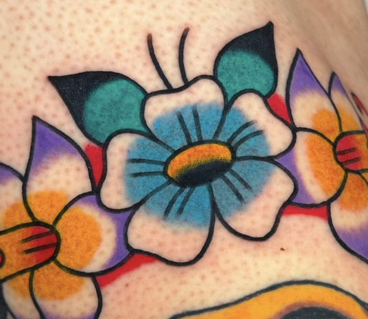 Zahra Neidermann, graphic tattoo artist that uses color and crisp lines is visiting Lombard Street Tattoo in St. Johns, Portland, Oregon