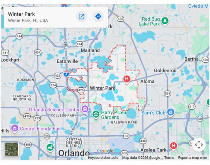 Google Map of Winter Park FL