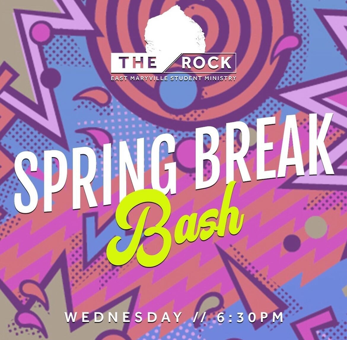 Ain&rsquo;t no party like &bull;the rock&bull; spring break party. Tonight 6:30. Food and tons of fun! Be there!