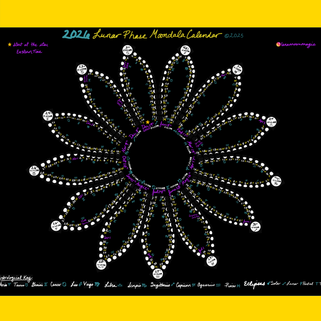 2026 Lunar Phase Moondala Calendar 12.5"x16"