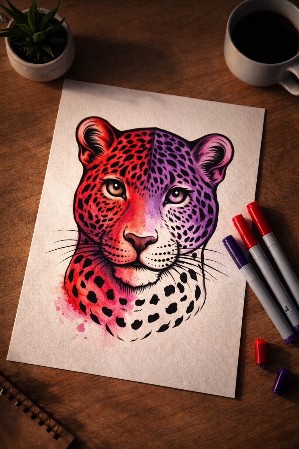 Leopard Coloring Page | Big Cat Animal Activity | Realistic Jaguar Line Art | Exotic Wildlife Decor | PNG JPEG PDF Digital